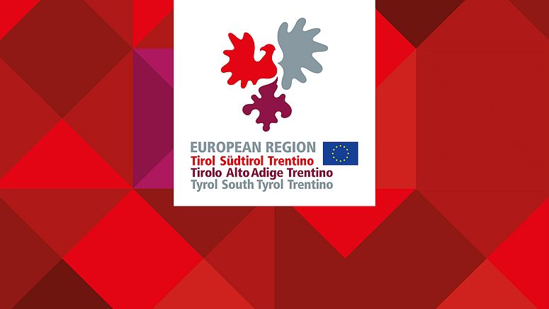 Logo della regione europea su sfondo rosso